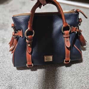 Dooney & Bourke Navy and Brown Satchel